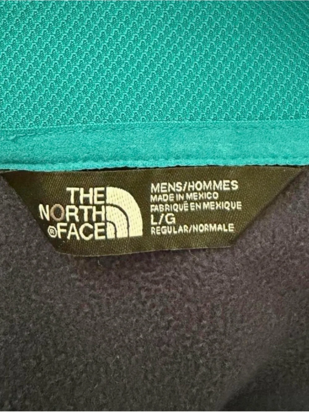 The North Face Navy Hoodie with Teal Logo and Drawcords